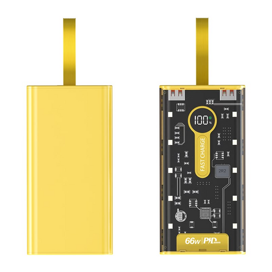 20000mAh Transparent Power Bank - Fast Charging, LED Display