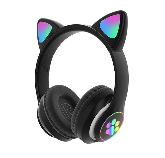 STN-28 RGB Cat Ear Wireless Bluetooth Headphones with LED Lights & Mic | Gaming Headset for Kids & Girls