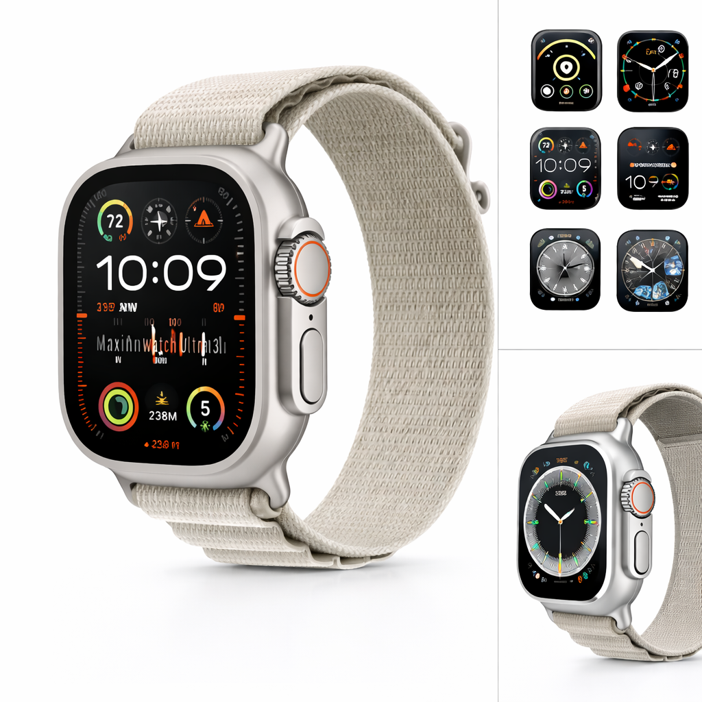Maixinn Max 560 Watch Ultra 3 Smart Watch - 7+1 Straps AMOLED  Display | Health Monitoring | Wireless Charging | HZKart