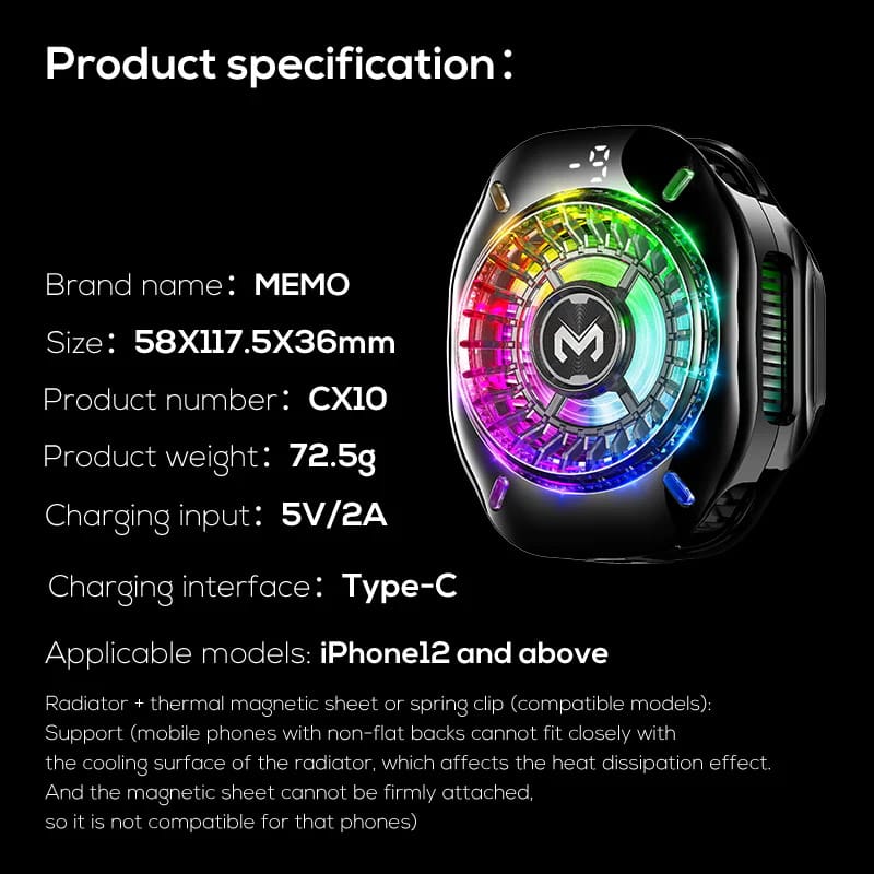 MEMO CX10 Magnetic Cooling Fan With Display