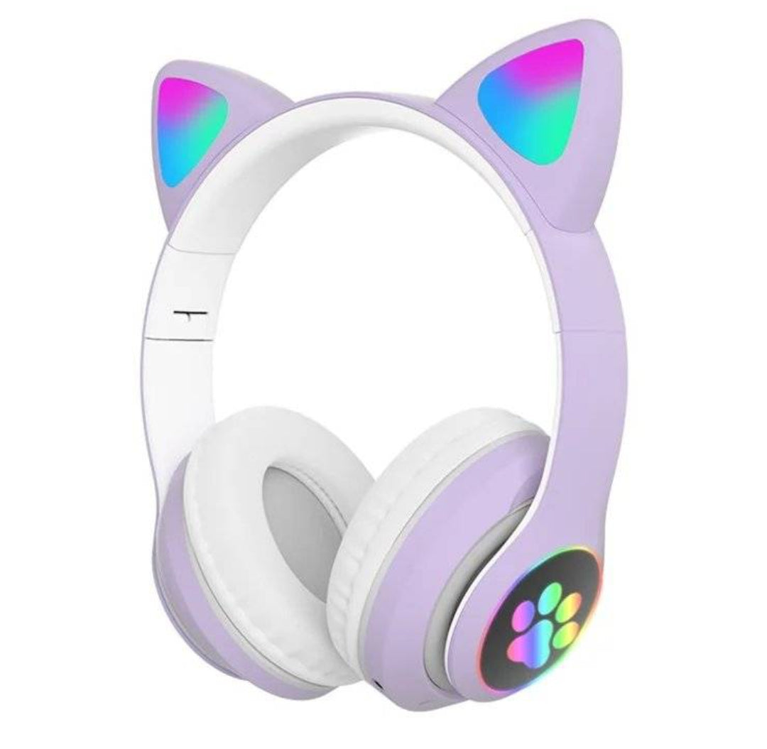 STN-28 RGB Cat Ear Wireless Bluetooth Headphones with LED Lights & Mic | Gaming Headset for Kids & Girls
